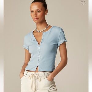 J. Crew • NWT • Fine rib crochet-trim cardigan